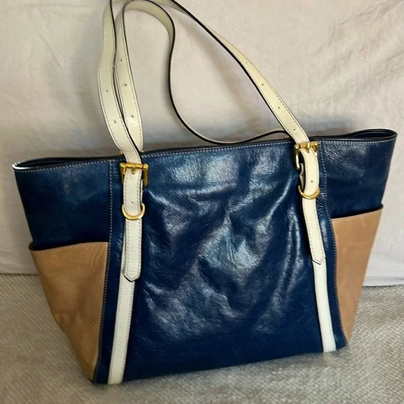 DESA 1972 Leather Colorblock Shoulder Tote - Picture 3 of 6